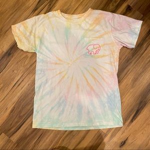 Tie Dye Ivory Ella T-Shirt With Front Pocket